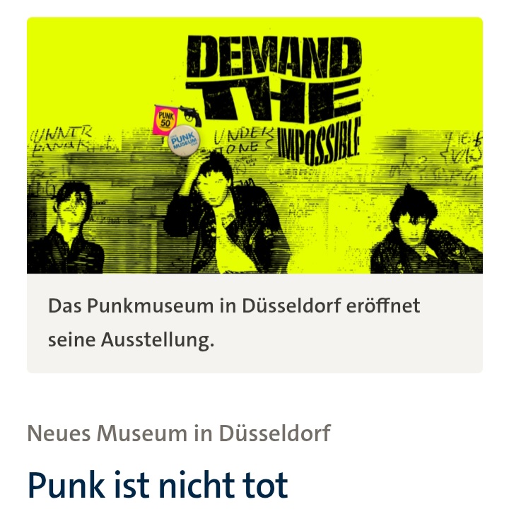 PUNK 50: ERÖFFNUNG 22.10. UM 19 UHR IM TMD PUNK 50: ERÖFFNUNG 22.10. UM 19 UHR IM TMD